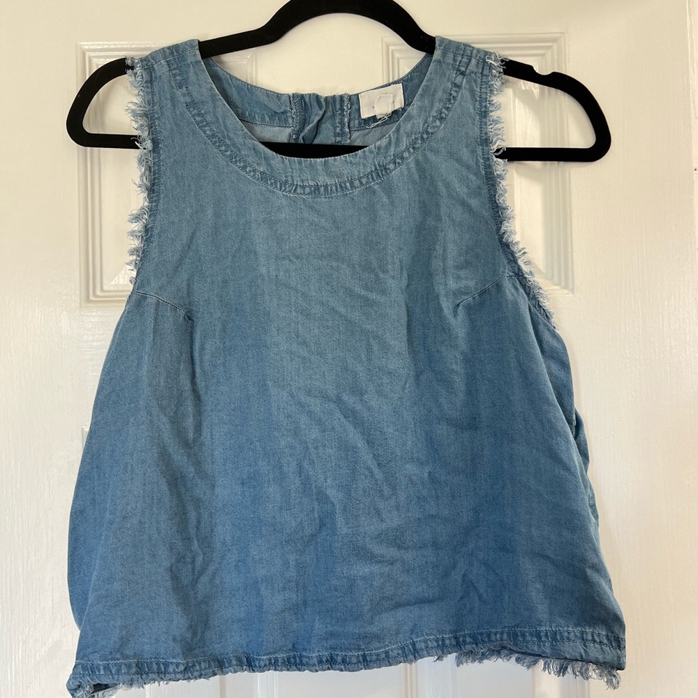 Thread & Supply Blue Boxy Crop Tank Top